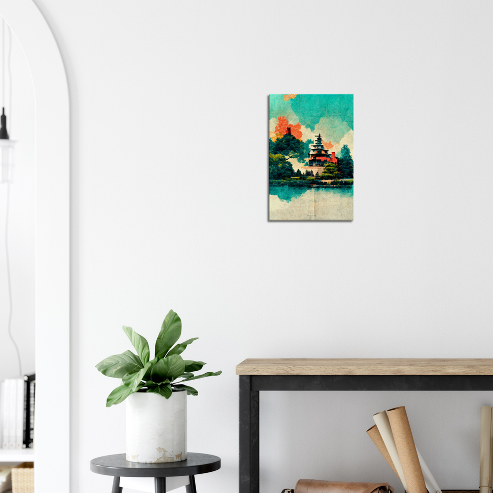 Sunrise In Biwa Lake In Japanese watercolour and oil style/ digital artwork print on Premium Canvas