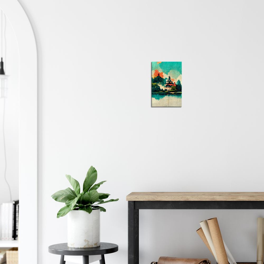 Sunrise In Biwa Lake In Japanese watercolour and oil style/ digital artwork print on Premium Canvas