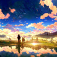 Neverland/ digital artwork in Ghibli style print on Premium Canvas