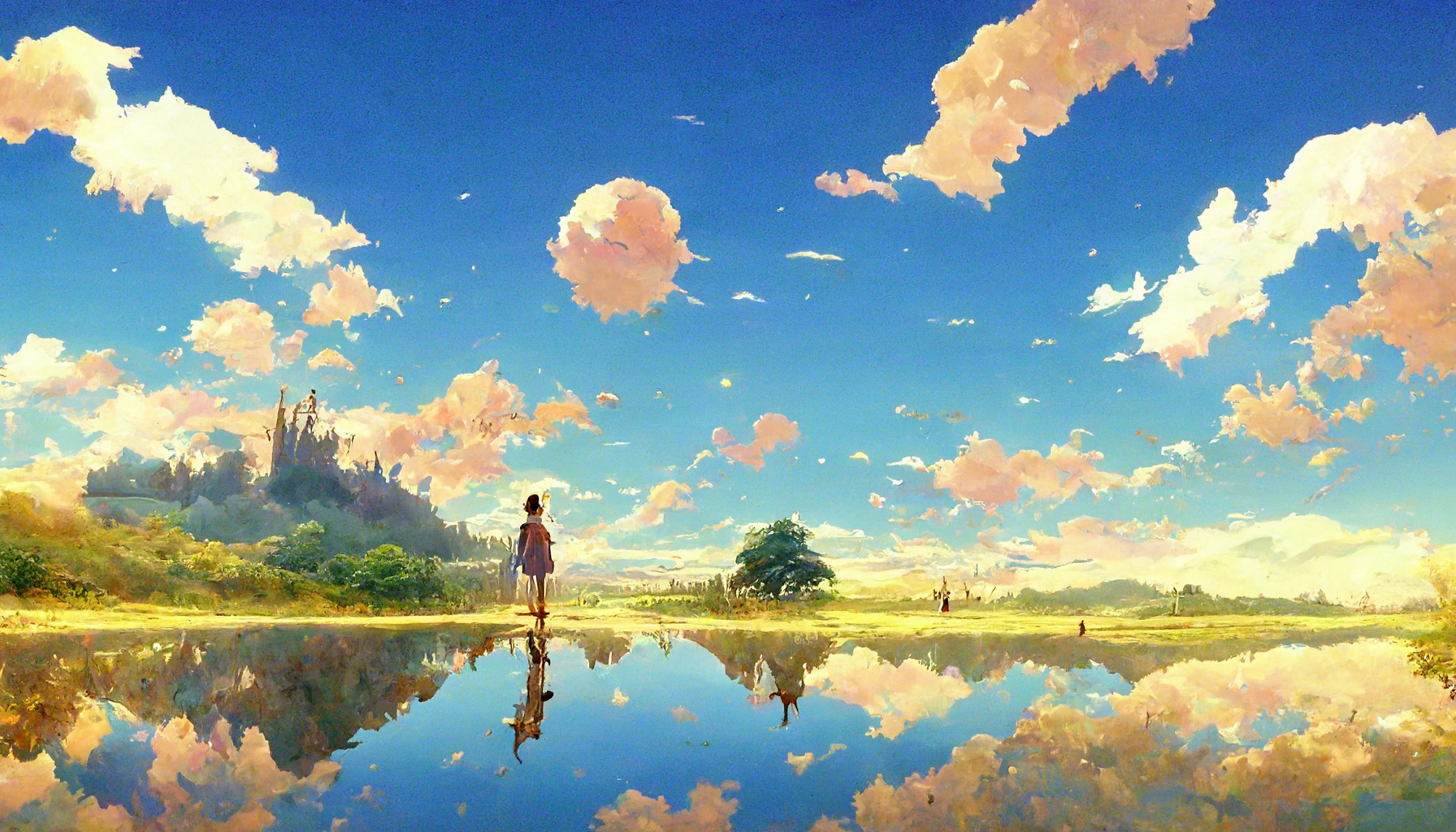 Neverland/ digital artwork in Ghibli style print on Premium Canvas
