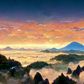 Mt Kita/ Digital Artwork in Ghibli style print on Premium Canvas