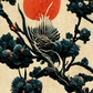 Pine tree in Japanese watercolour and oil style/ digital artwork print on Premium Canvas