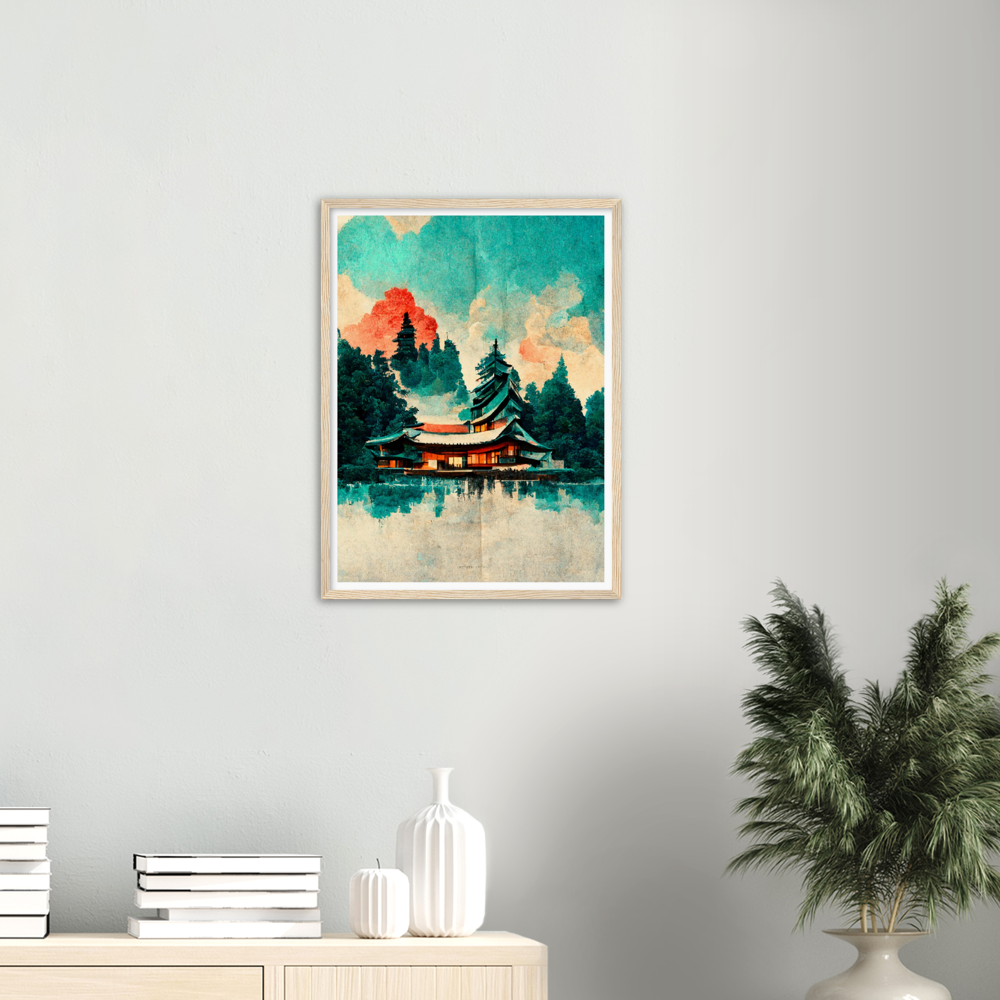 Sunrise at Biwa Lake print on Premium Matte Paper Wooden Framed Poster