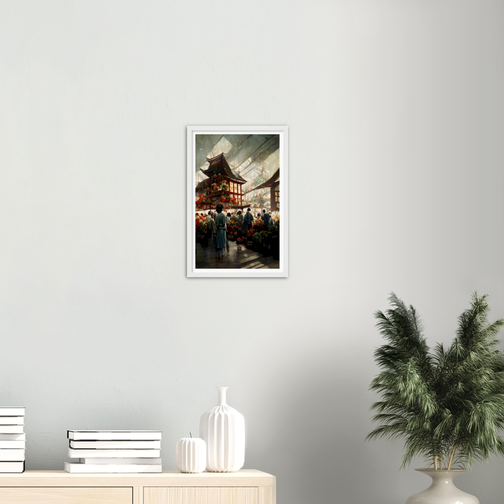 Flower Market print on Premium Matte Paper Wooden Framed Poster