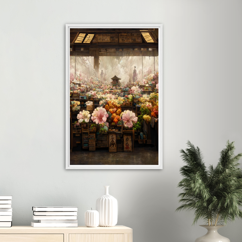 Flower Market print on Premium Matte Paper Wooden Framed Poster