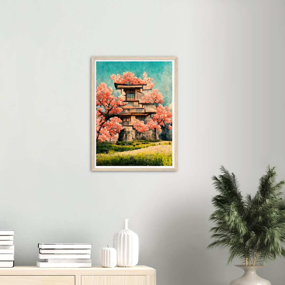 Under Cherry Blossom Tree print on Premium Matte Paper Wooden Framed Poster