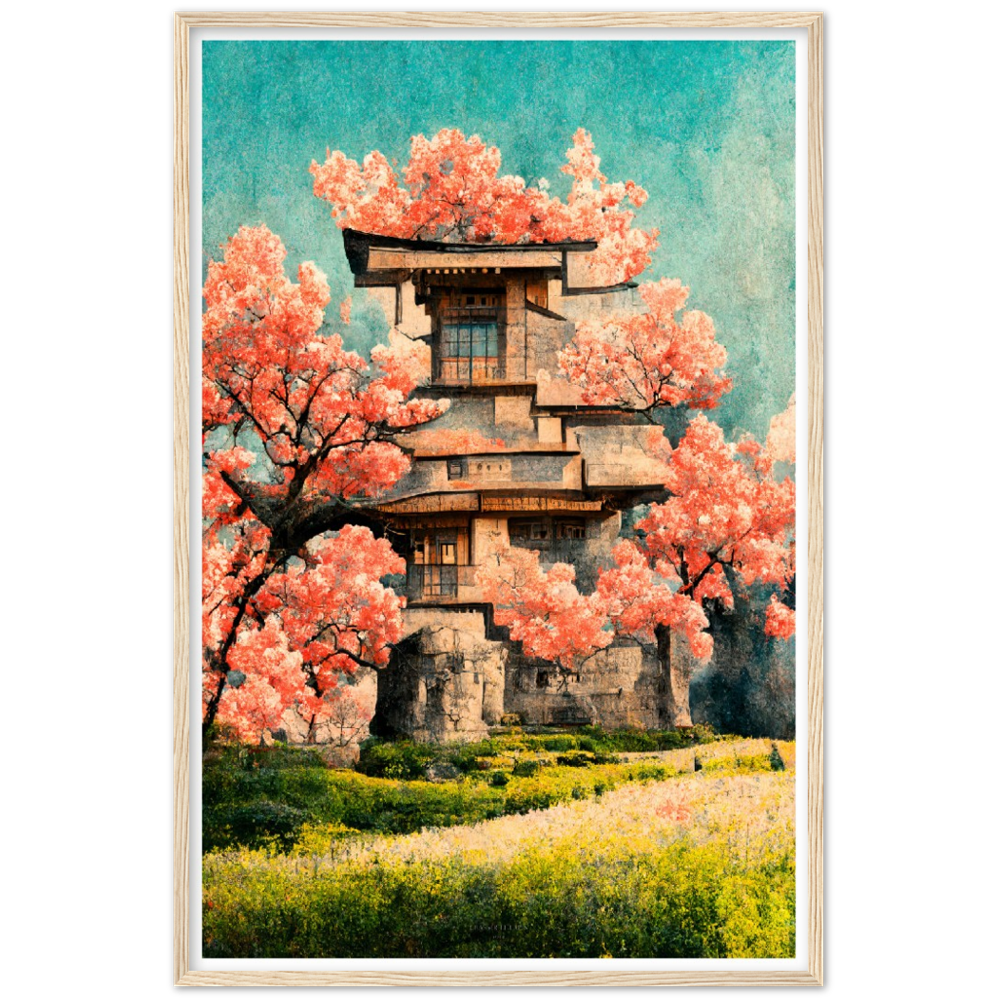 Under Cherry Blossom Tree print on Premium Matte Paper Wooden Framed Poster