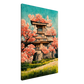 Under Cherry Blossom Tree in Japanese watercolour and oil style/ digital artwork print on Premium Canvas