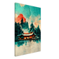Sunrise In Biwa Lake In Japanese watercolour and oil style/ digital artwork print on Premium Canvas