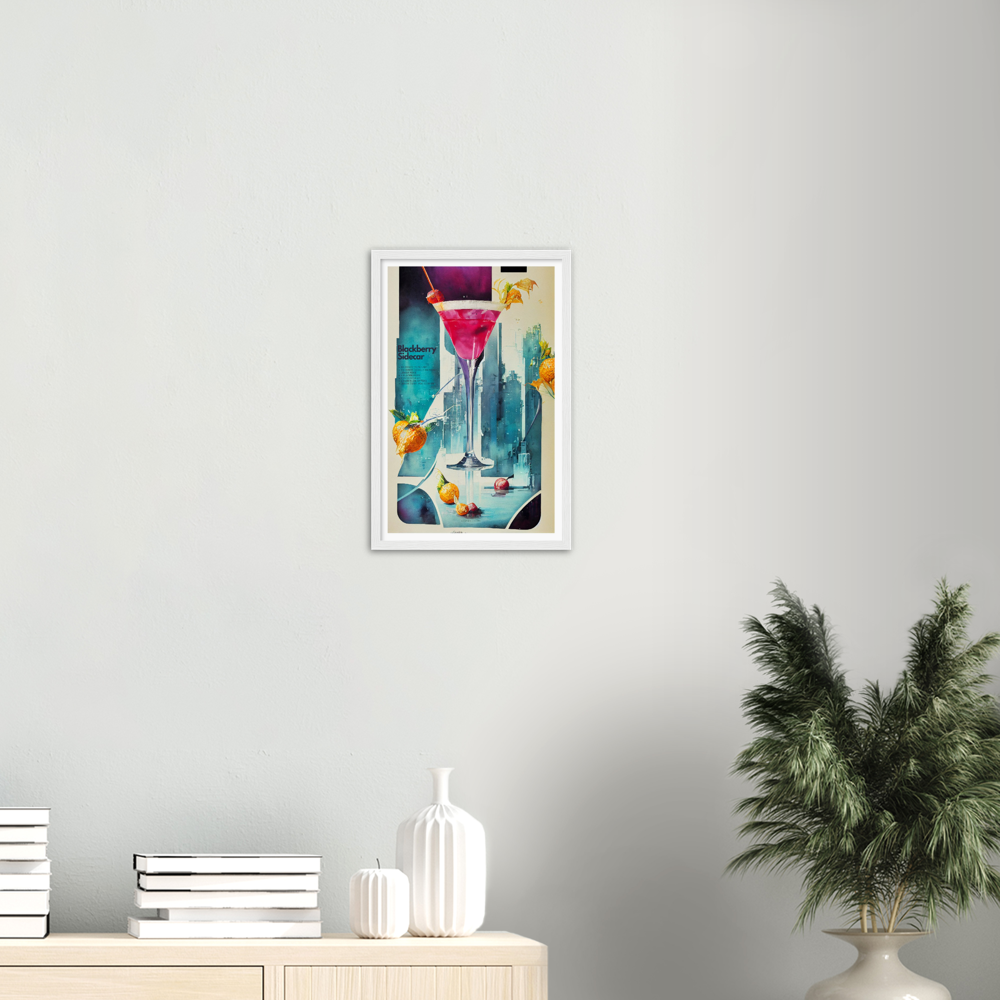 Blackberry Sidecar Cocktail print on Premium Matte Paper Wooden Framed Poster