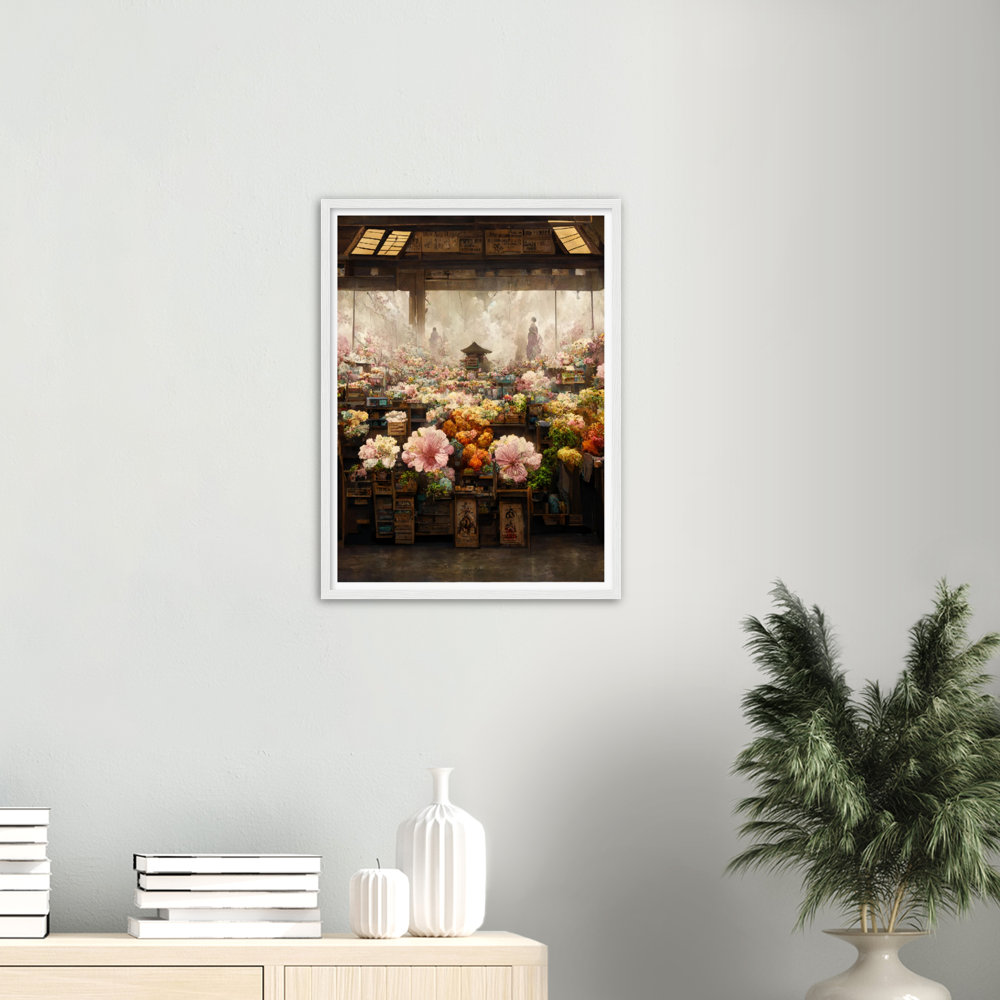 Flower Market print on Premium Matte Paper Wooden Framed Poster