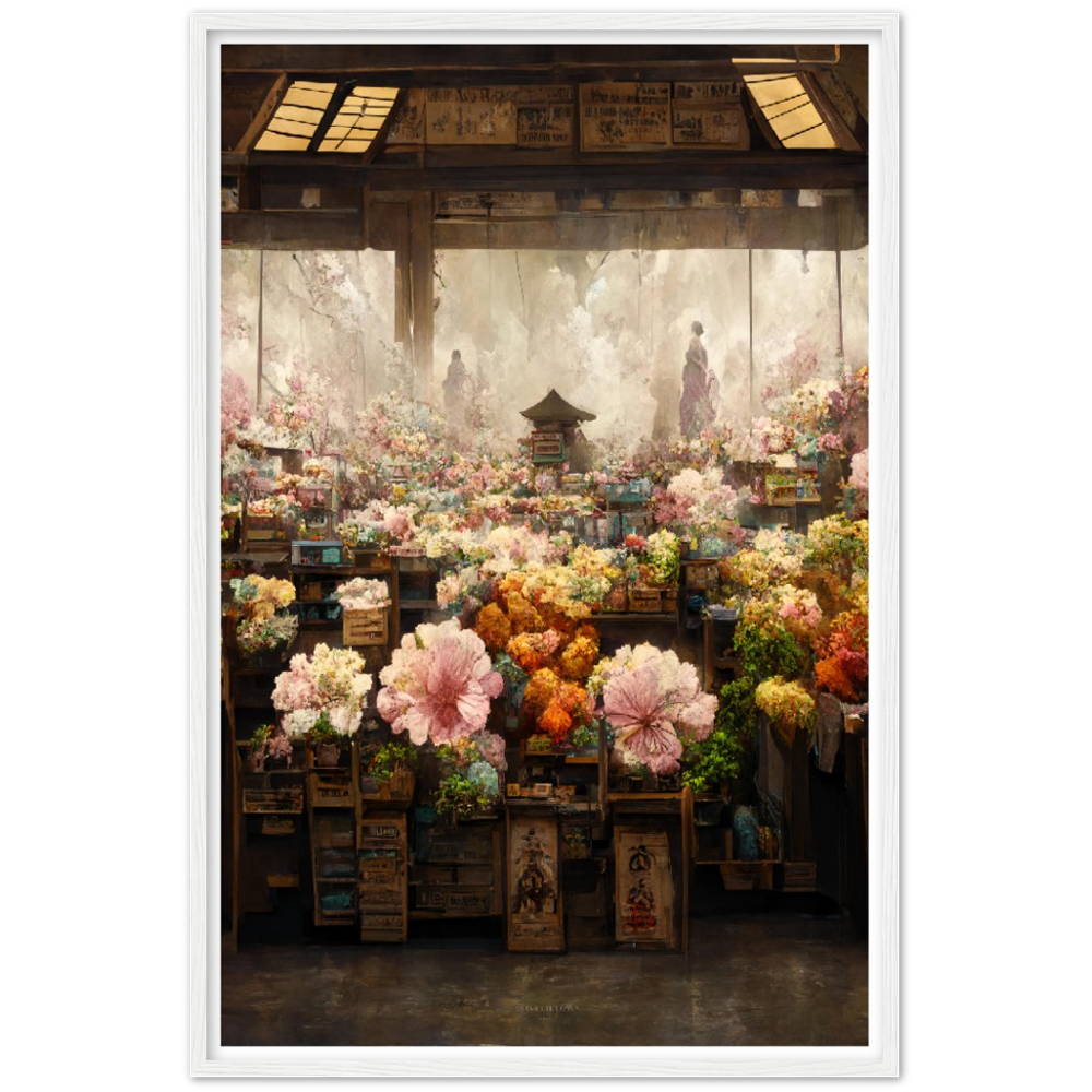 Flower Market print on Premium Matte Paper Wooden Framed Poster