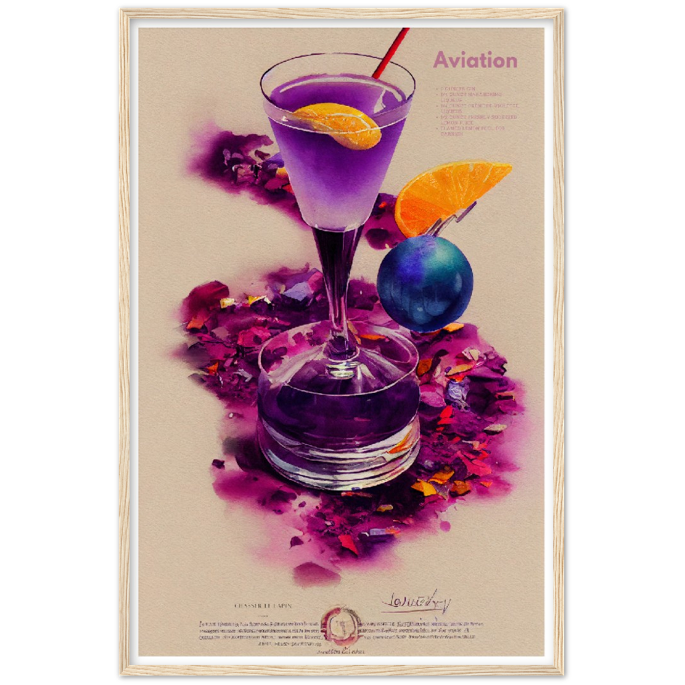 Aviation Cocktail print on Premium Matte Paper Wooden Framed Poster