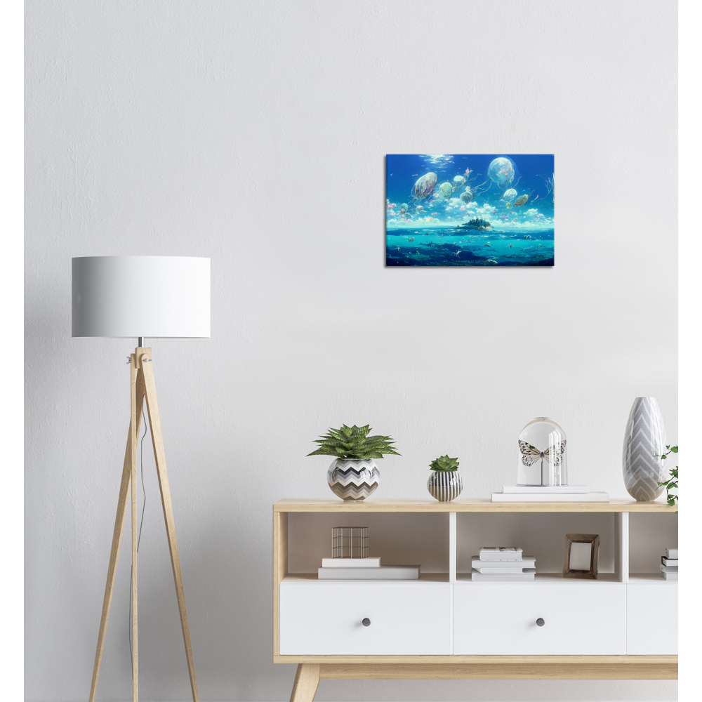 Mermaid Bay/ Digital Artwork in Ghibli style print on Premium Canvas