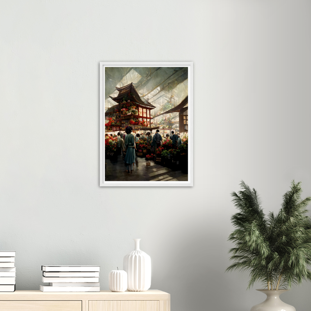 Flower Market print on Premium Matte Paper Wooden Framed Poster