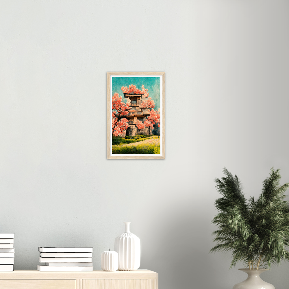 Under Cherry Blossom Tree print on Premium Matte Paper Wooden Framed Poster