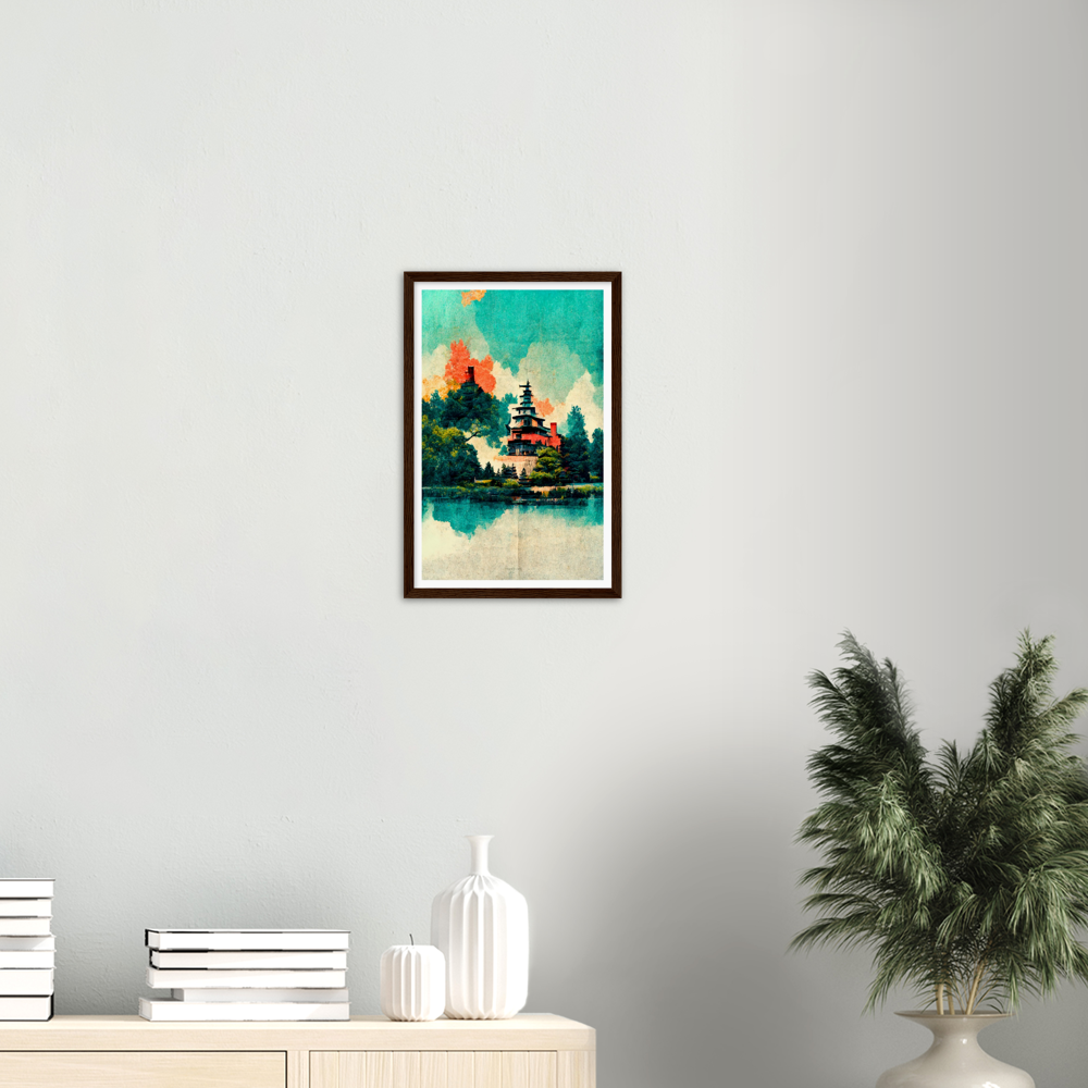 Sunrise on Biwa lake print on Premium Matte Paper Wooden Framed Poster