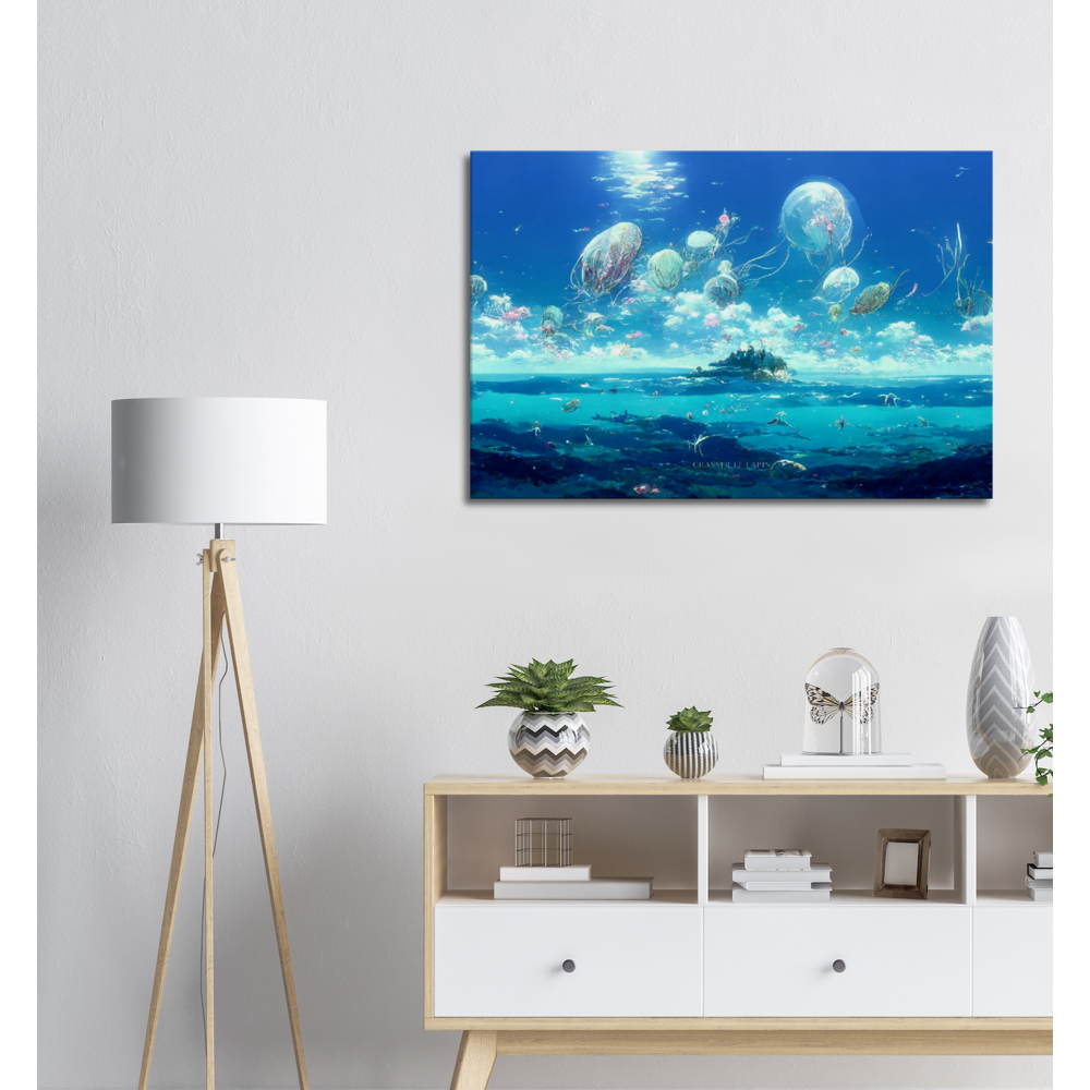 Mermaid Bay/ Digital Artwork in Ghibli style print on Premium Canvas