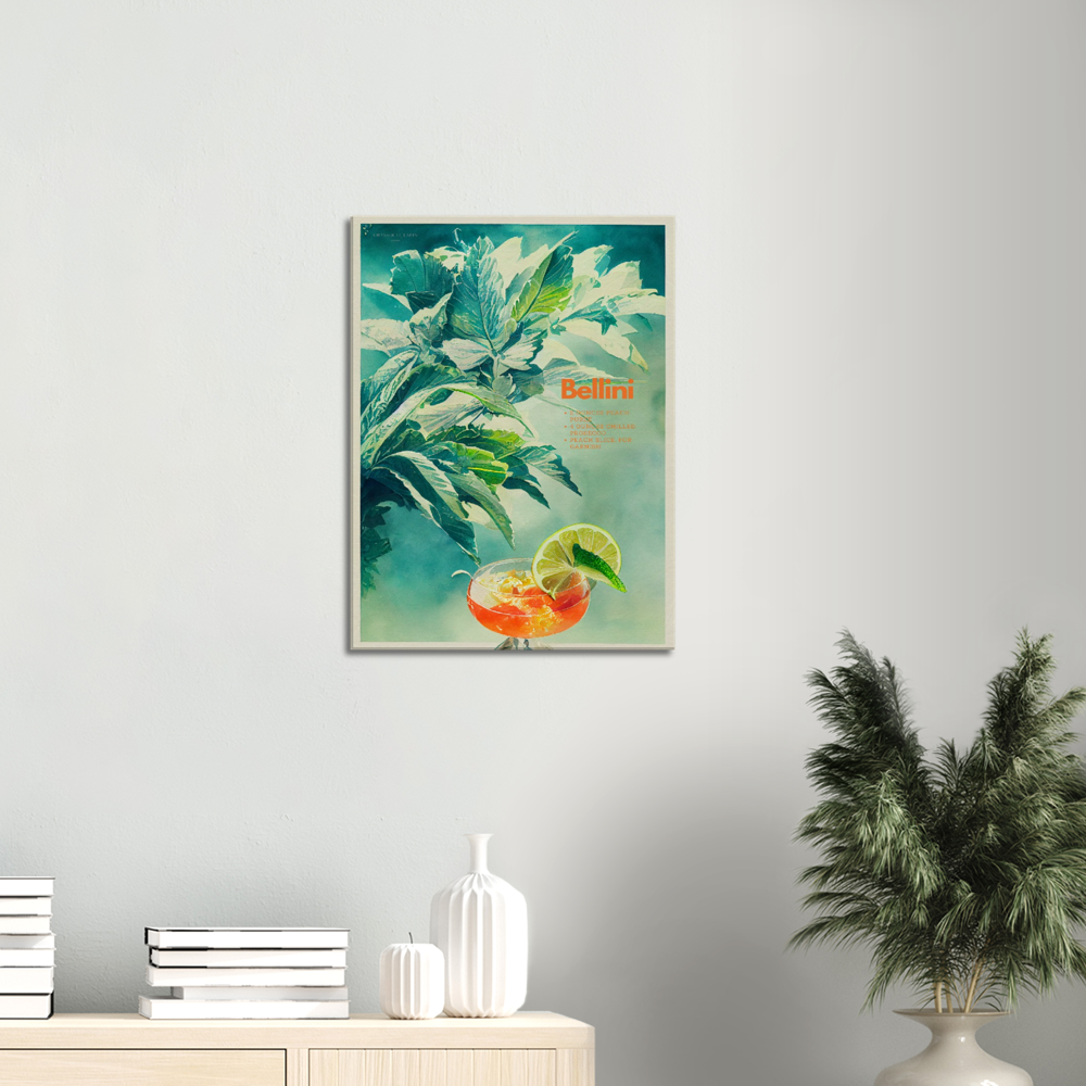 Bellini Cocktail/ Digital artwork in watercolor style print on Premium Canvas