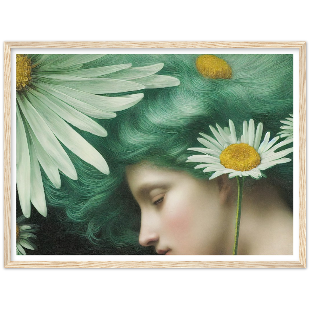 Daisy print on Premium Matte Paper Wooden Framed Poster