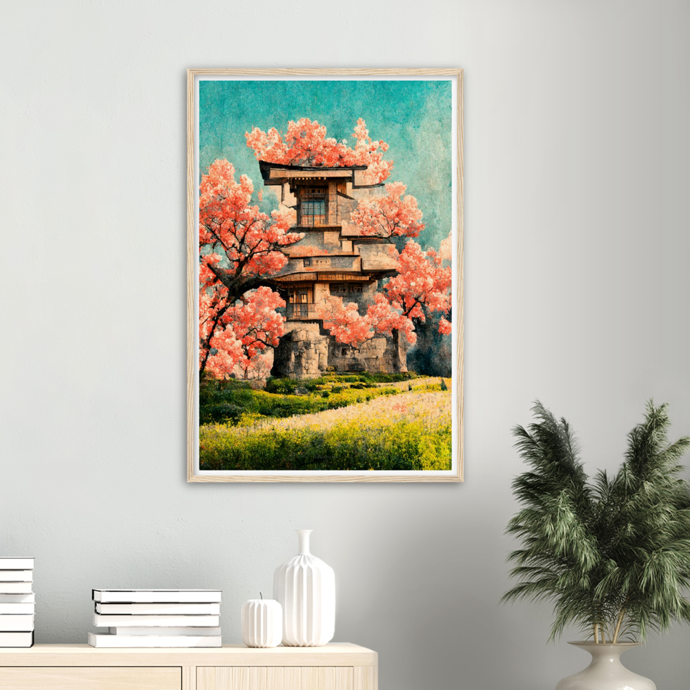 Under Cherry Blossom Tree print on Premium Matte Paper Wooden Framed Poster