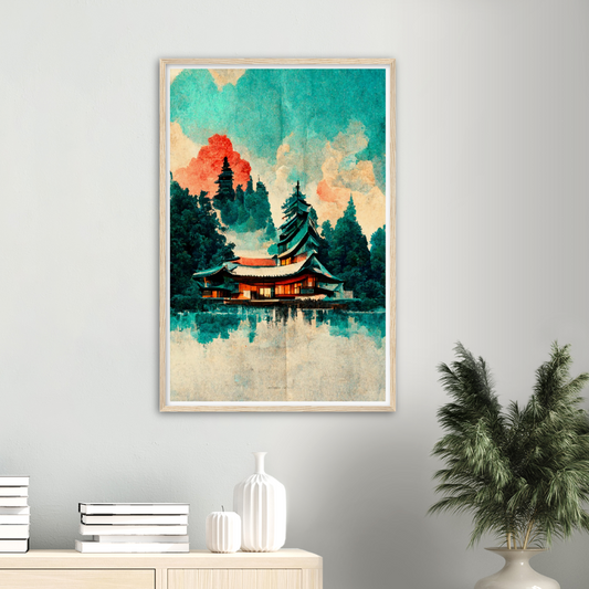 Sunrise at Biwa Lake print on Premium Matte Paper Wooden Framed Poster