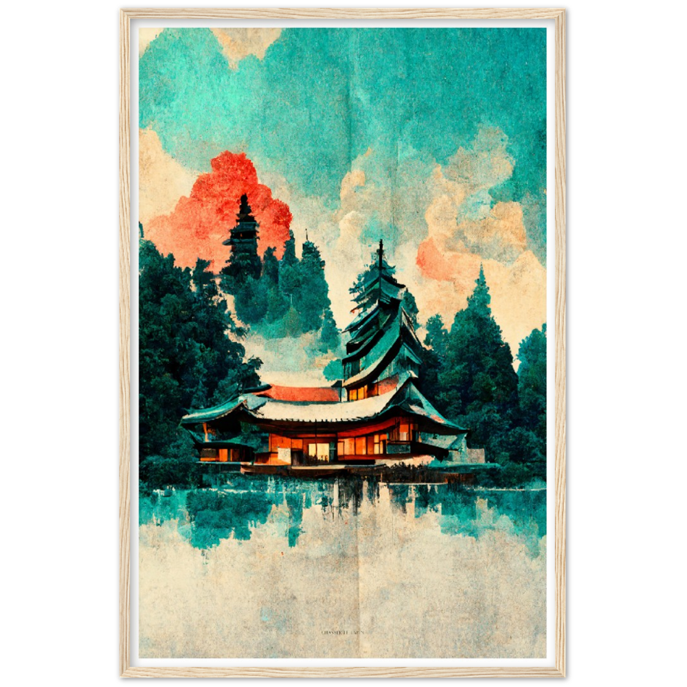 Sunrise at Biwa Lake print on Premium Matte Paper Wooden Framed Poster