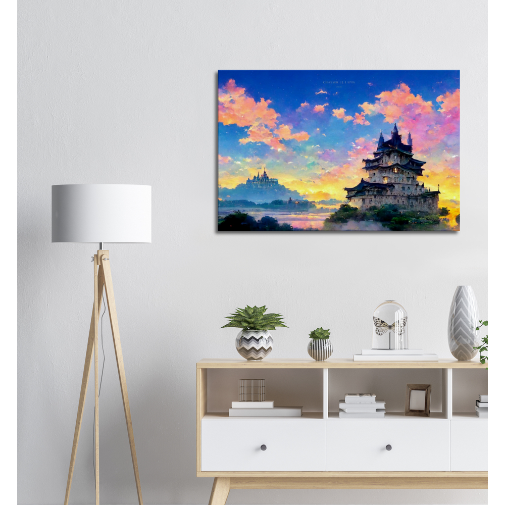 White Castle/ Digital artwork in Ghibli style print on Premium Canvas