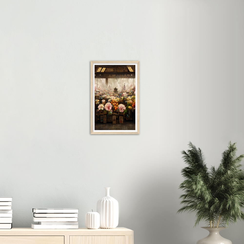 Flower Market print on Premium Matte Paper Wooden Framed Poster