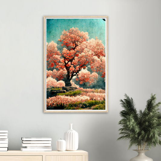 Under Cherry Blossom print on Premium Matte Paper Wooden Framed Poster
