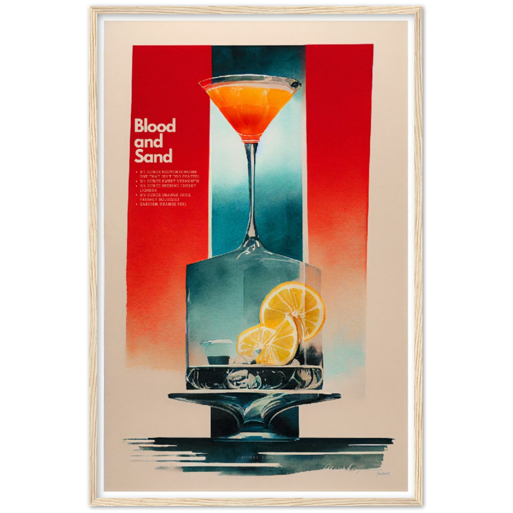 Blood and Sand Cocktail print on Premium Matte Paper Wooden Framed Poster