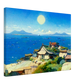Village by the sea/ Digital Artwork in Ghibli style print on Premium Canvas