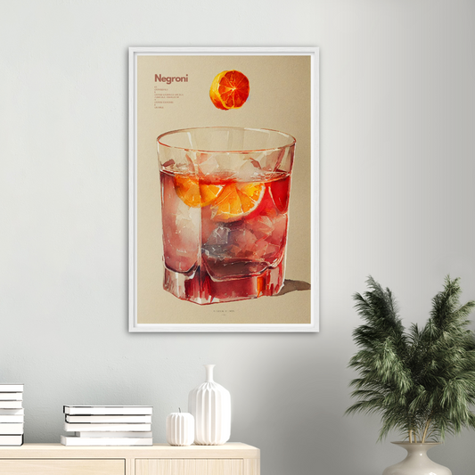 Negroni Cocktail print on Premium Matte Paper Wooden Framed Poster