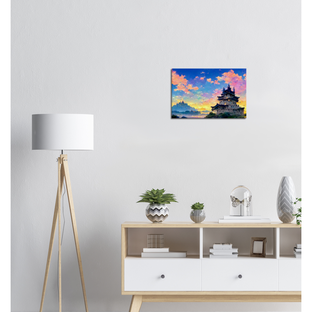 White Castle/ Digital artwork in Ghibli style print on Premium Canvas