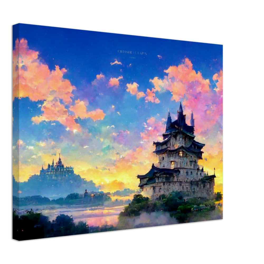 White Castle/ Digital artwork in Ghibli style print on Premium Canvas