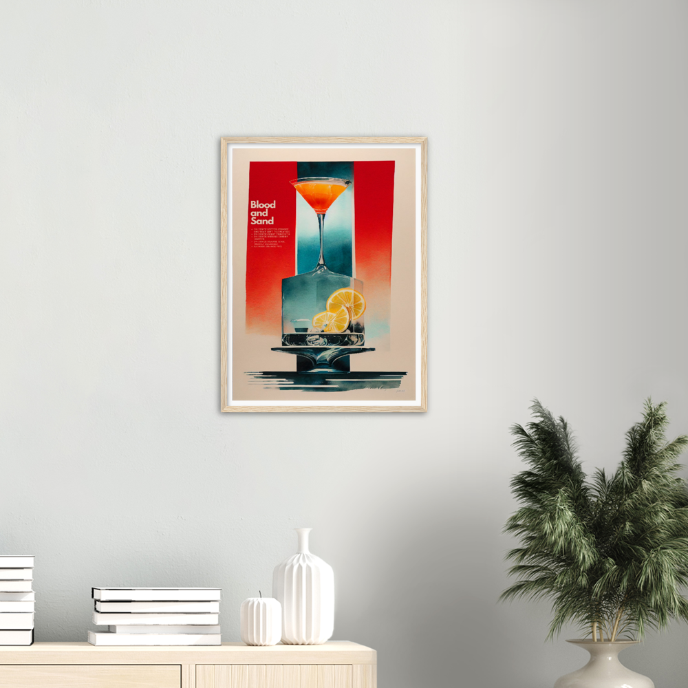 Blood and Sand Cocktail print on Premium Matte Paper Wooden Framed Poster