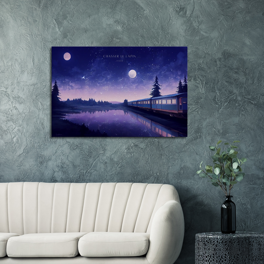 Midnight Train/ Digital artwork in Ghibli style print on Premium Canvas