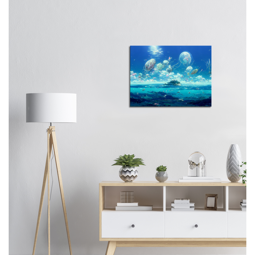 Mermaid Bay/ Digital Artwork in Ghibli style print on Premium Canvas