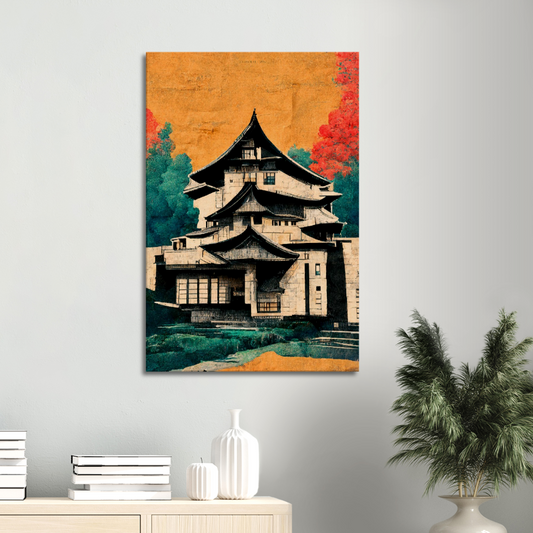 Himije Castle in Japanese watercolour and oil style/ digital artwork print on Premium Canvas