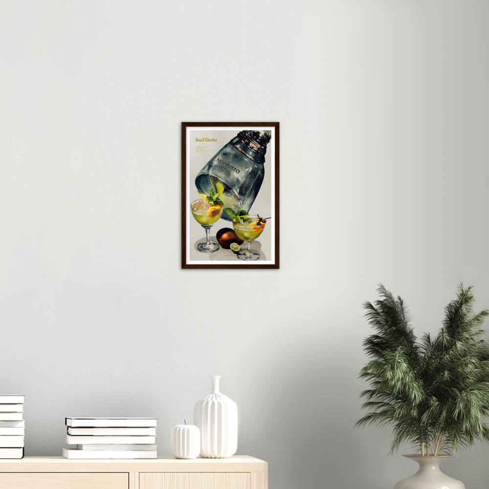 Basil Gimlet Cocktail print on Premium Matte Paper Wooden Framed Poster