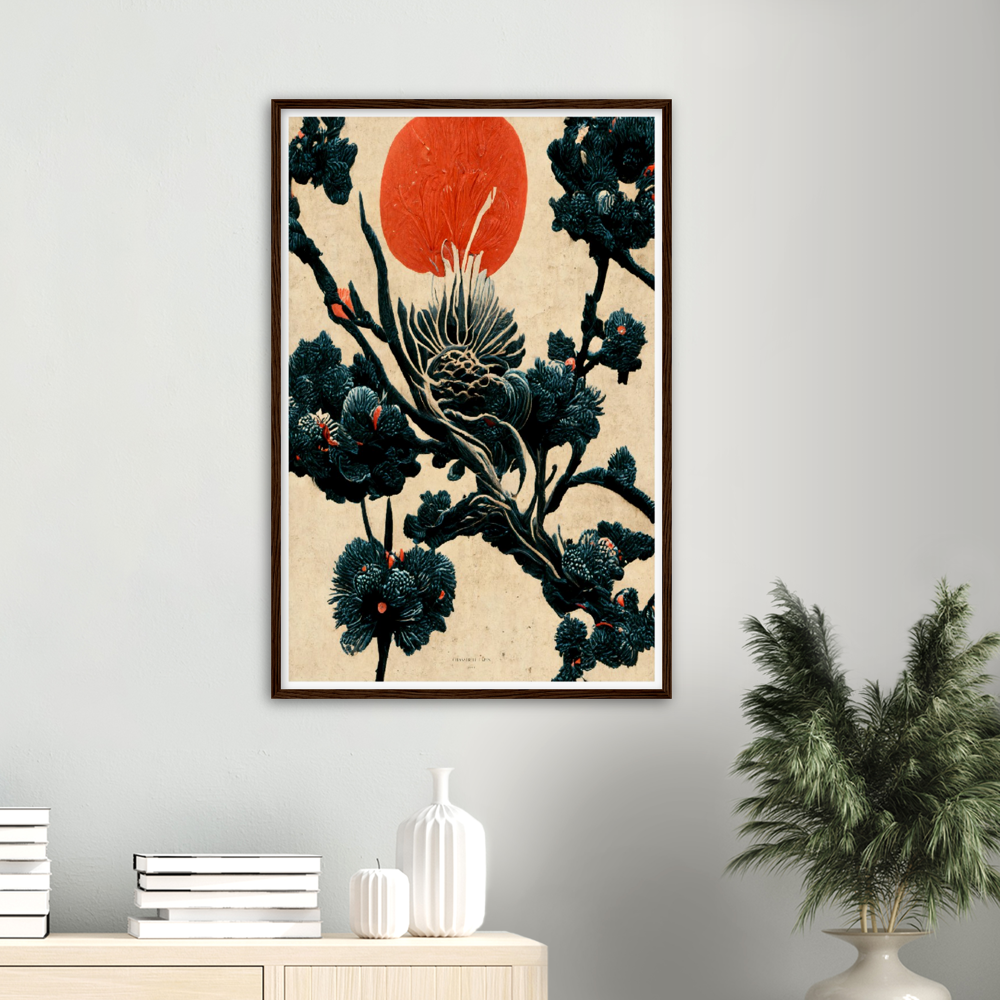 Japanese Pine tree print on Premium Matte Paper Wooden Framed Poster