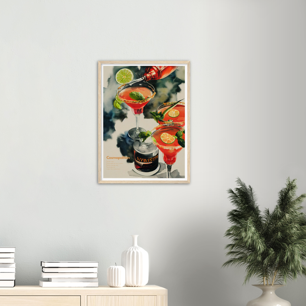 Cosmopolitan Cocktail print on Premium Matte Paper Wooden Framed Poster