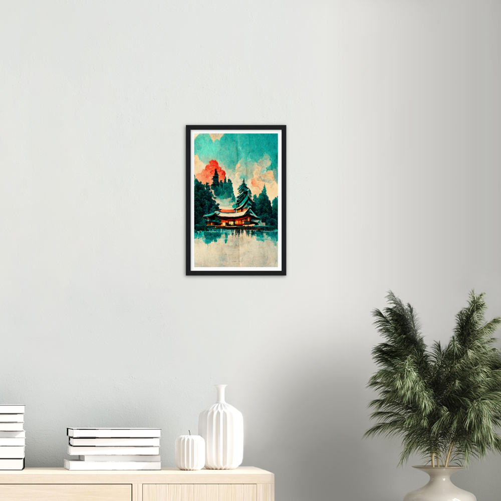 Sunrise at Biwa Lake print on Premium Matte Paper Wooden Framed Poster