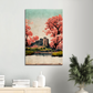 Under Cherry Blossom Tree in Japanese watercolour and oil style/ digital artwork print on Premium Canvas