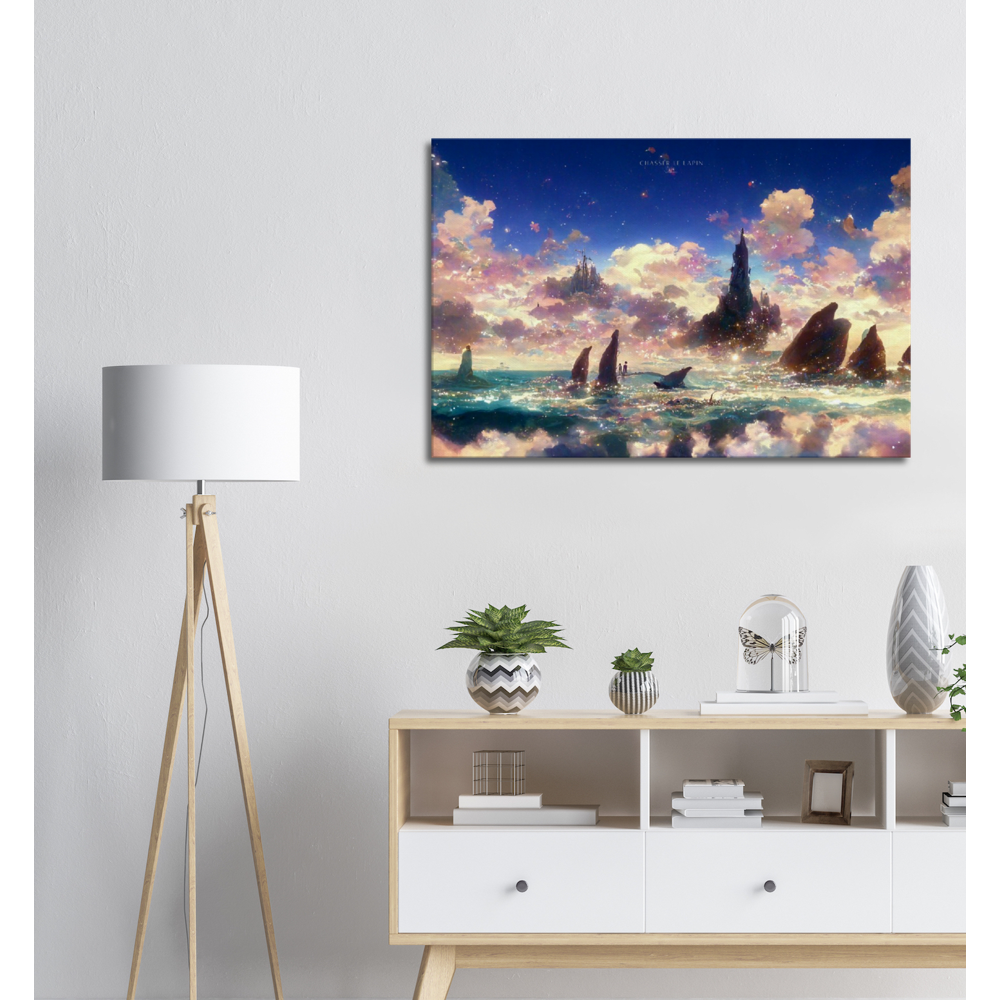 Mermaid Bay/ Digital Artwork in Ghibli style print on Premium Canvas