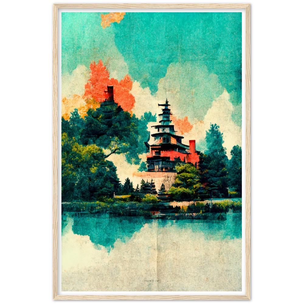 Sunrise on Biwa lake print on Premium Matte Paper Wooden Framed Poster