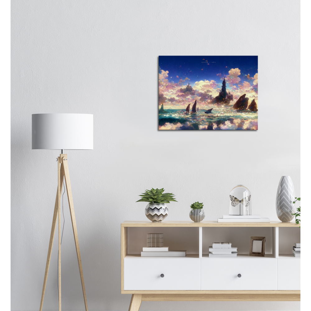 Mermaid Bay/ Digital Artwork in Ghibli style print on Premium Canvas