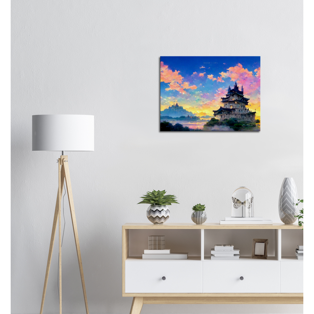 White Castle/ Digital artwork in Ghibli style print on Premium Canvas