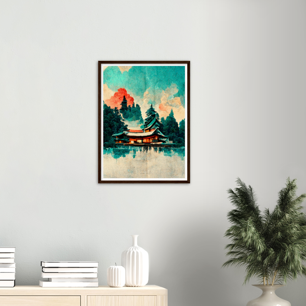 Sunrise at Biwa Lake print on Premium Matte Paper Wooden Framed Poster