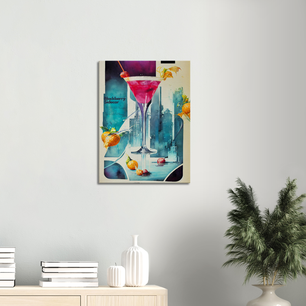 Blackberry Sidecar Cocktail print on Canvas